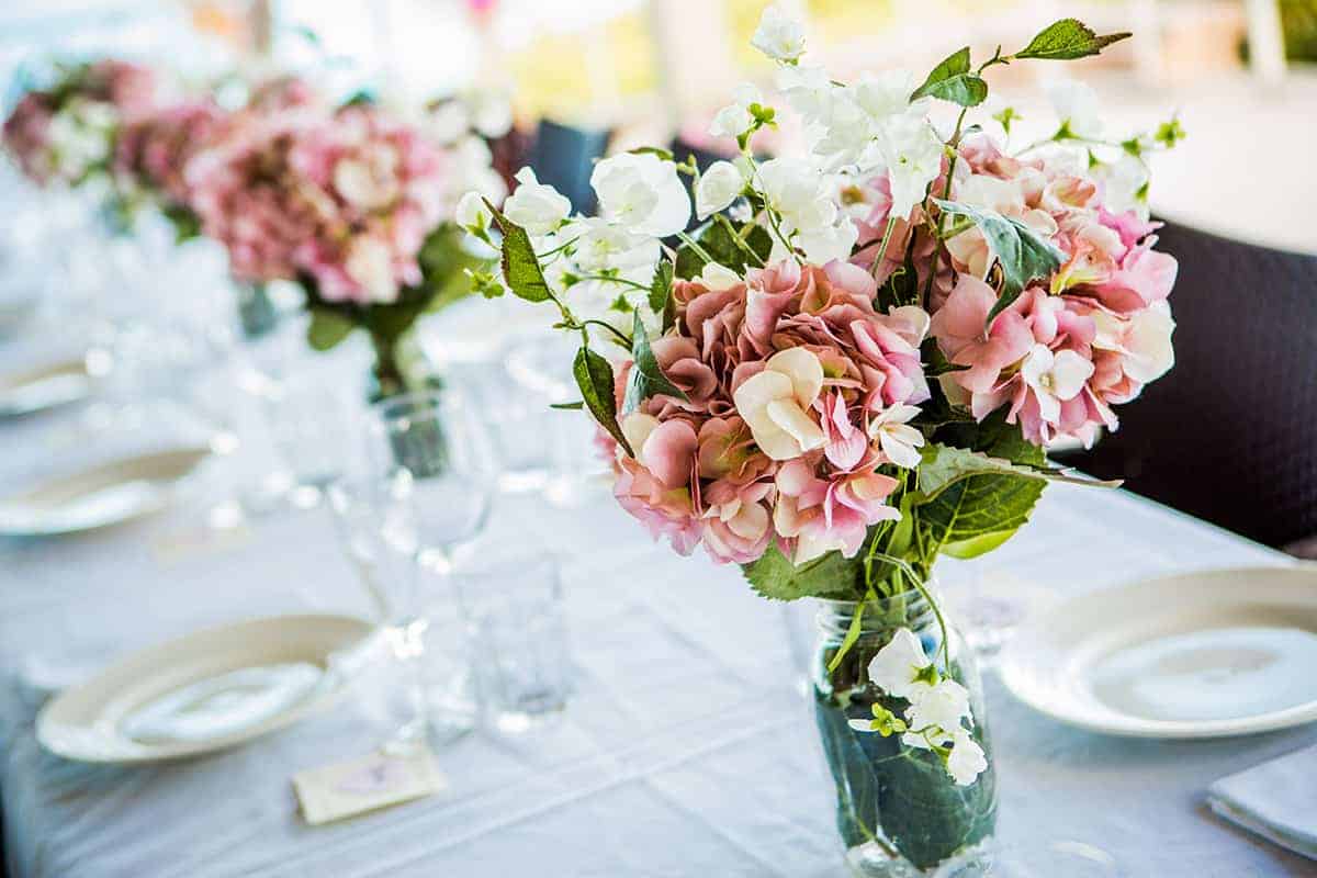 Table settings at a destination wedding