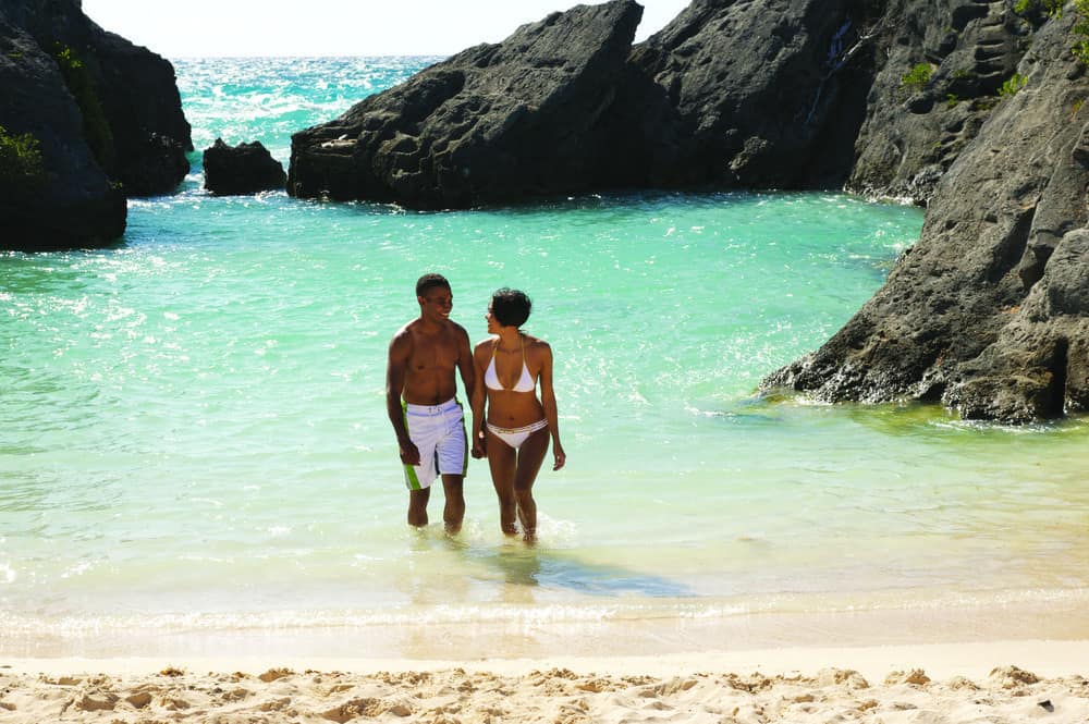 Couple on the beach in Bermuda