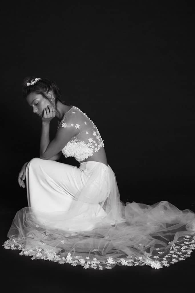Rime Arodaky two-piece destination wedding gown