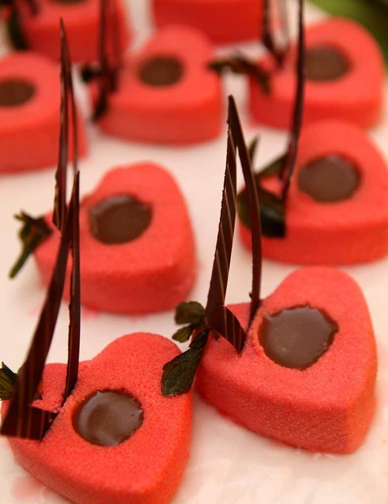 Chocolate hearts dessert