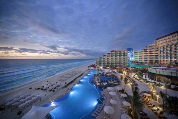 Hard Rock Hotel Cancun at sunset