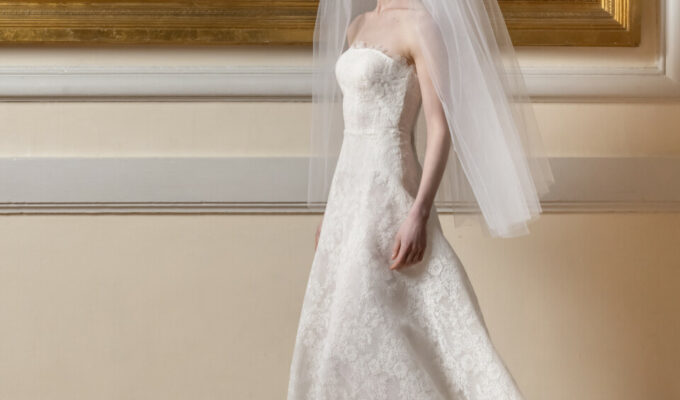 Reem Acra bridal gown.